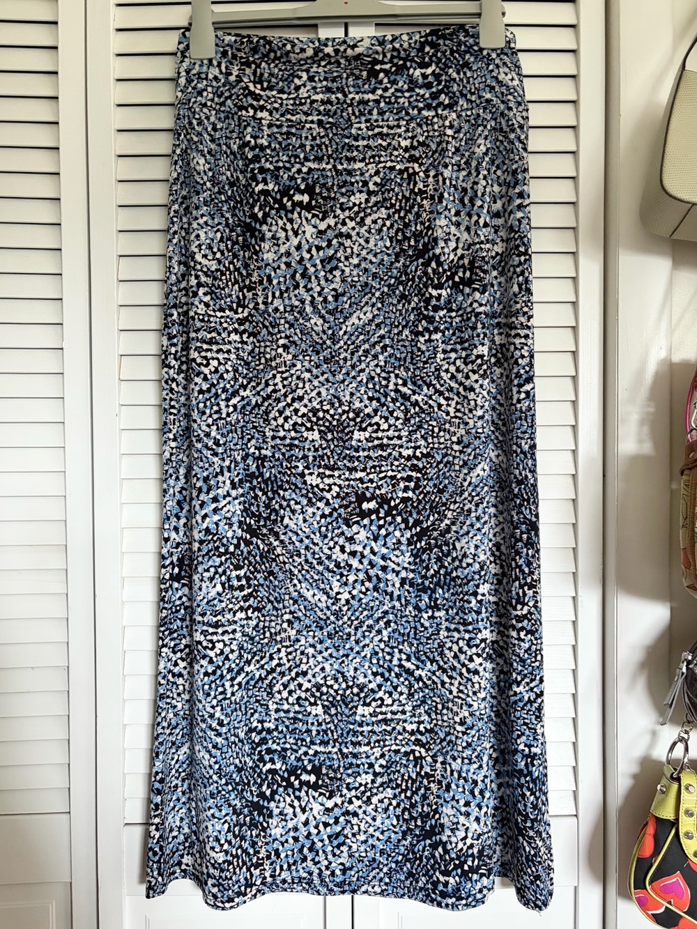 2000s Blue Patterned Maxi Skirt